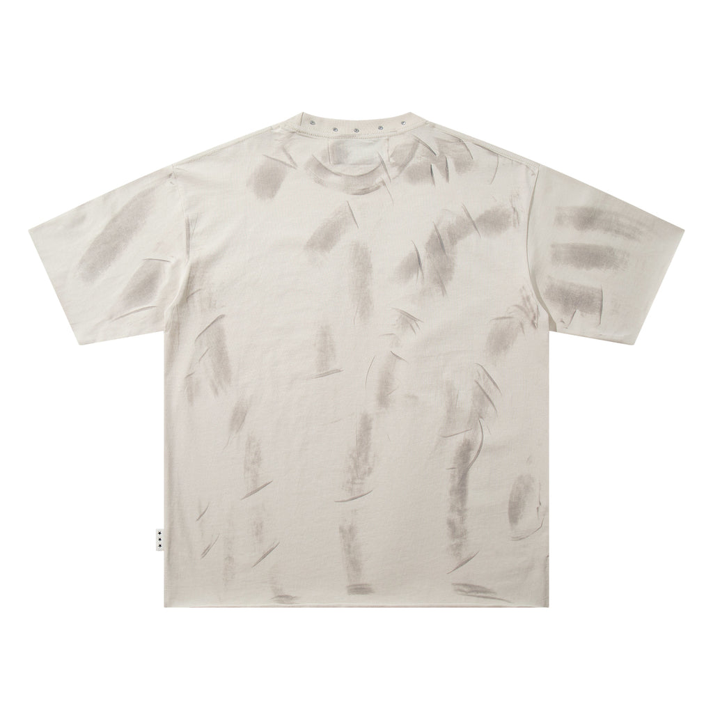 BKYS City Two Figures Rhinestone Beige Oversized Graphic T-Shirt
