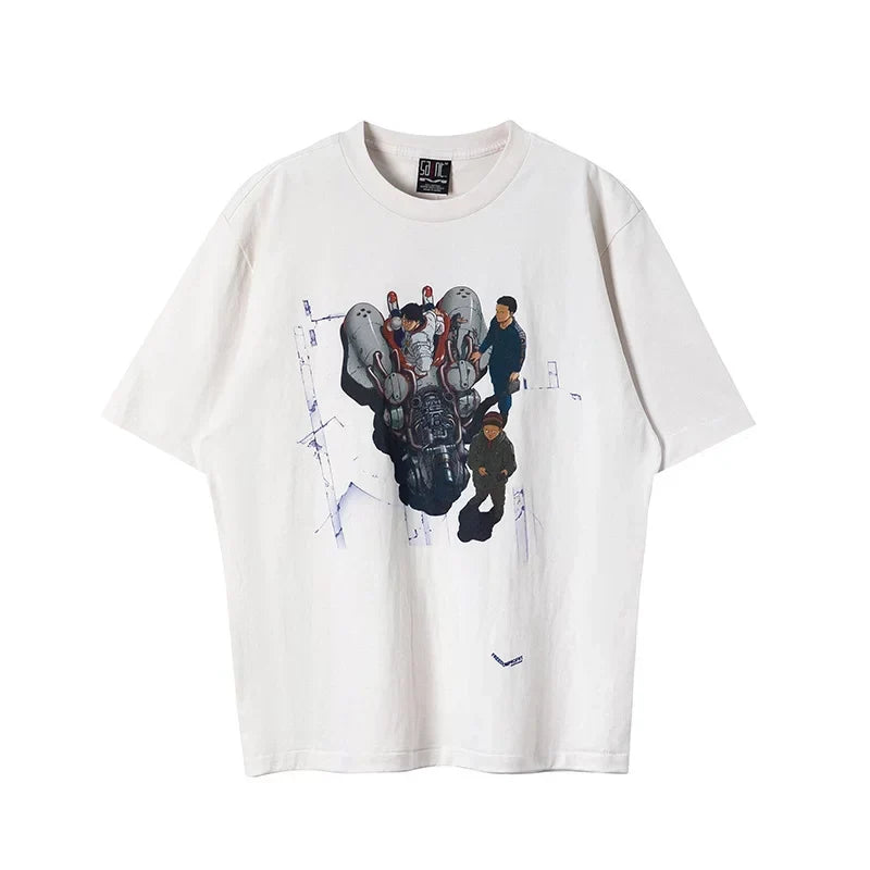 Saint Michael Sci-Fi Mech & Character Art Vintage T-Shirt - Off-White